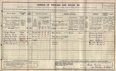The census schedule of Jennie Baines, Stockport, Cheshire. The National Archives.