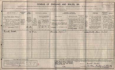 The census schedule of Janet Heyes, Worsley near Eccles. The National Archives.