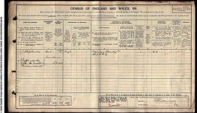 The census schedule of Jessie Stephenson, near Victoria Park, south Manchester. The National Archives.