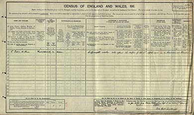 The census schedule of Lillian Dove-Willcox, evading in a 2-roomed caravan in rural Wiltshire.  The National Archives.