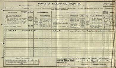 The census schedule of Lillian Dove-Willcox, evading in a 2-roomed caravan in rural Wiltshire. The National Archives.